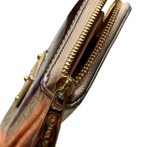 ✨ Michael Kors Signature Metallic Zip Around Wallet - Bronze/Gold ✨ - Picture 7 of 7